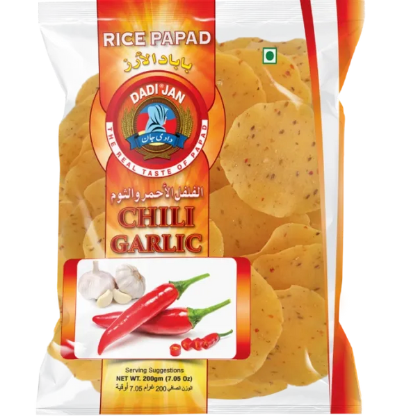 DADI JAN RICE PAPAD CHILLI GARLIC 200g – MPS Mart